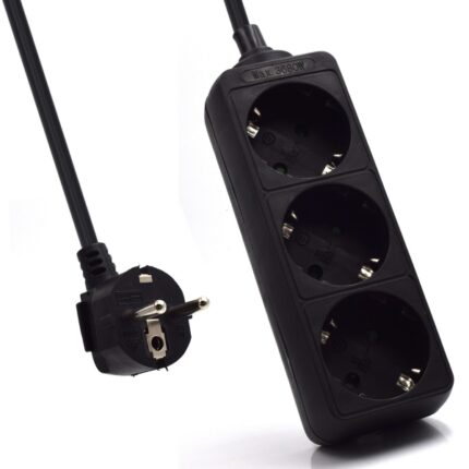 Ewent Ciabatta elettrica 3 prese - 16A Presa Schuko - Colore nero