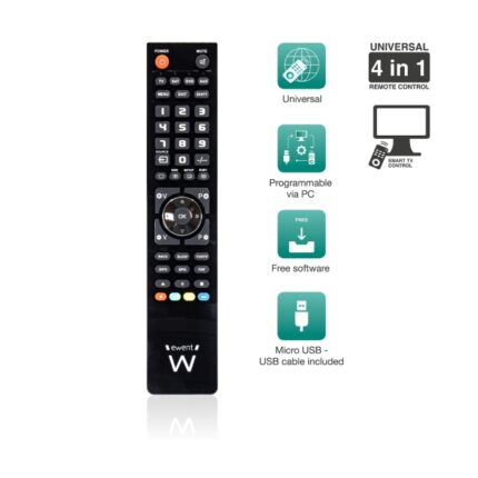 Ewent Telecomando universale 4 in 1 - Programmabile con cavo micro USB e PC - Colore nero