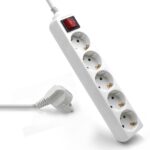 Ewent Ciabatta elettrica - 5 prese - Versione Schuko -16A con interruttore on/off - Colore bianco