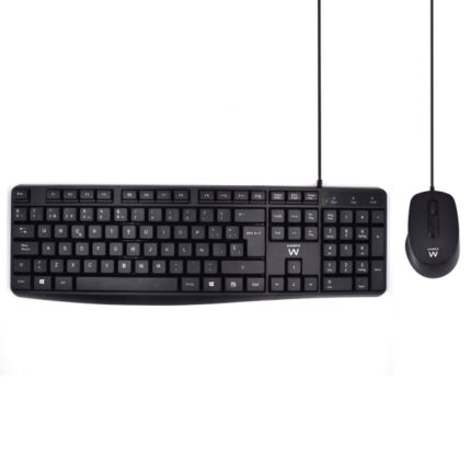 Ewent Pacchetto con cavo KB+MOUSE - Tastiera da ufficio - Cavo USB-A da 1
