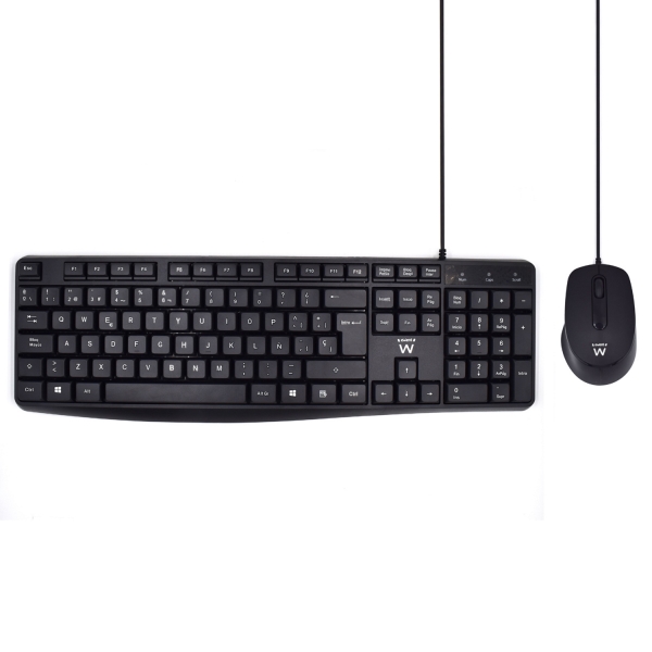 Ewent Pacchetto con cavo KB+MOUSE - Tastiera da ufficio - Cavo USB-A da 1 Ewent Pacchetto con cavo KB+MOUSE - Tastiera da ufficio - Cavo USB-A da 1