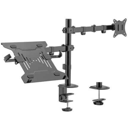 Ewent Supporto da scrivania per 1 monitor e 1 laptop 34"- fino a 9 kg - Colore nero
