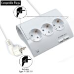Ewent Ciabatta elettrica - 5 prese - Versione Schuko - 16A -  2 porte USB - Cavo da 1