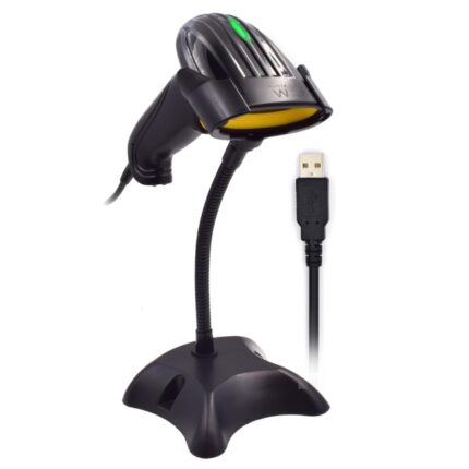 Ewent EW3400 Lettore di codici a barre 1D laser - Connettore USB - 150 letture al secondo - Base vivavoce - Colore nero