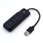 Ewent EW1138 Hub 4 porte USB 3.2 - Lunghezza cavo 15 cm - Velocità di trasferimento max 5Gps - Colore nero