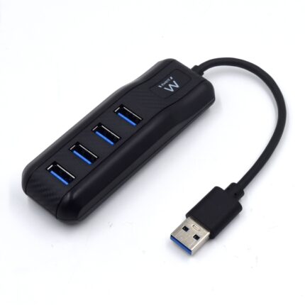 Ewent EW1138 Hub 4 porte USB 3.2 - Lunghezza cavo 15 cm - Velocità di trasferimento max 5Gps - Colore nero