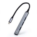 Ewent EW1145 Hub USB Tipo C - 1 porta USB 3.2 e 3 porte USB 2.0 - Design compatto - Colore argento