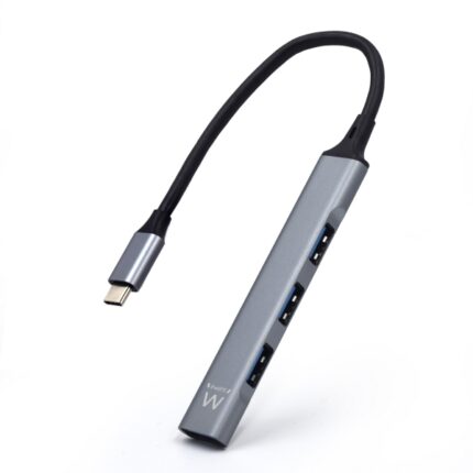 Ewent EW1145 Hub USB Tipo C - 1 porta USB 3.2 e 3 porte USB 2.0 - Design compatto - Colore argento