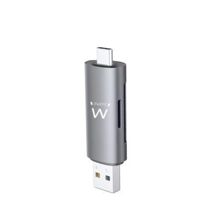 Ewent EW1075 Lettore di schede compatto USB 3.2 Gen1 (USB 3.0) con connettore USB C e USB A