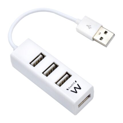 Ewent EW1122 Mini-Hub 4 porte USB 2.0 - Cavo 12 cm - Colore bianco