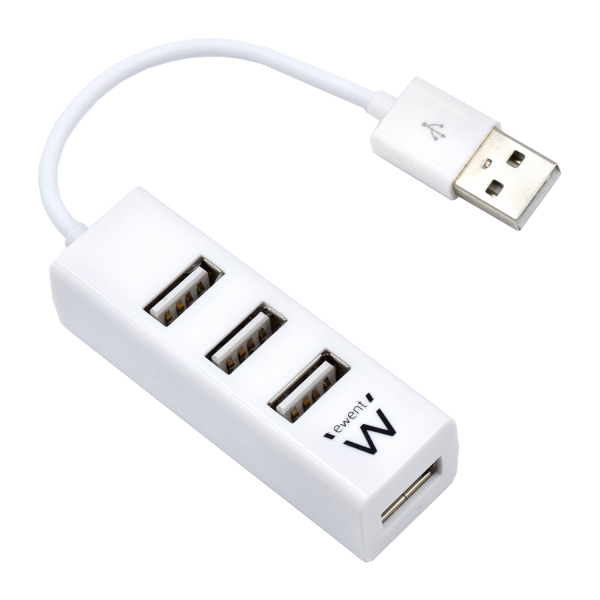 Ewent EW1122 Mini-Hub 4 porte USB 2.0 - Cavo 12 cm - Colore bianco Ewent EW1122 Mini-Hub 4 porte USB 2.0 - Cavo 12 cm - Colore bianco