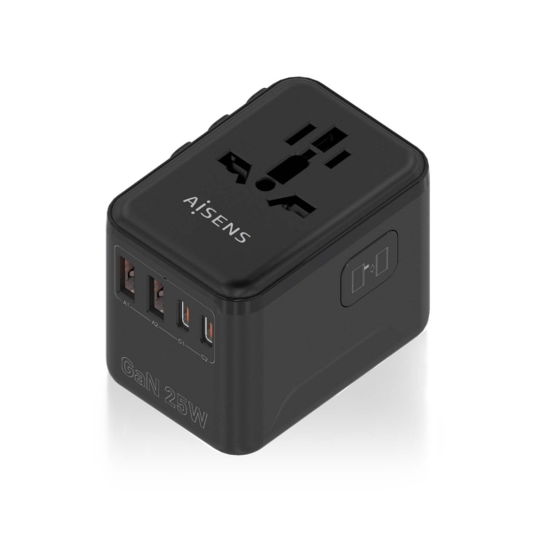Aisens Adattatore da viaggio universale GaN 25W - 2xUSB-A QC3.0 Aisens Adattatore da viaggio universale GaN 25W - 2xUSB-A QC3.0