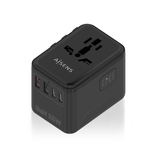 Aisens Adattatore da viaggio universale GaN 35W - 2xUSB-A QC3.0 Aisens Adattatore da viaggio universale GaN 35W - 2xUSB-A QC3.0