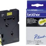 Brother TC601 Nastro laminato originale per etichettatrice - Testo nero su sfondo giallo - Larghezza 12 mm x 7 metri