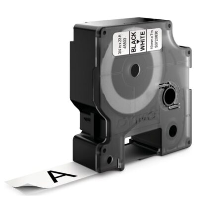 Dymo D1 45803 Nastro per etichette originale per etichettatrice - Testo nero su sfondo bianco - Larghezza 19 mm x Lunghezza 7 m