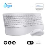Subblim Dual Office Prowave White Pack con tastiera ergonomica + mouse 3200 dpi wireless Bluetooth 5.3 e ricevitore USB - Batteria ricaricabile - Colore bianco