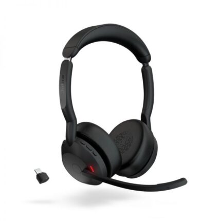 Jabra Evolve2 55 MS Cuffie Stereo Link 380 con microfono - Bluetooth - USB-C - Cancellazione del rumore - Archetto regolabile - Colore nero