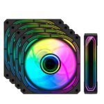 Coolbox Infinity Pro Kit 4 ventole ARGB - Effetto tunnel infinito - Silenzioso - Cuscinetto idraulico - Grande flusso d'aria - Colore nero