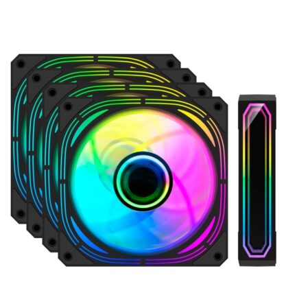 Coolbox Infinity Pro Kit 4 ventole ARGB - Effetto tunnel infinito - Silenzioso - Cuscinetto idraulico - Grande flusso d'aria - Colore nero