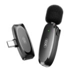 XO MKF08A Microfono wireless da bavero - Connettore di tipo C - Autonomia fino a 6 ore - Portata 10 metri - Colore nero