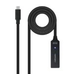 Cavo di prolunga Nanocable USB-C 3.2 maschio a USB-C 3.2 femmina - 5 metri - Amplificatore - Colore nero