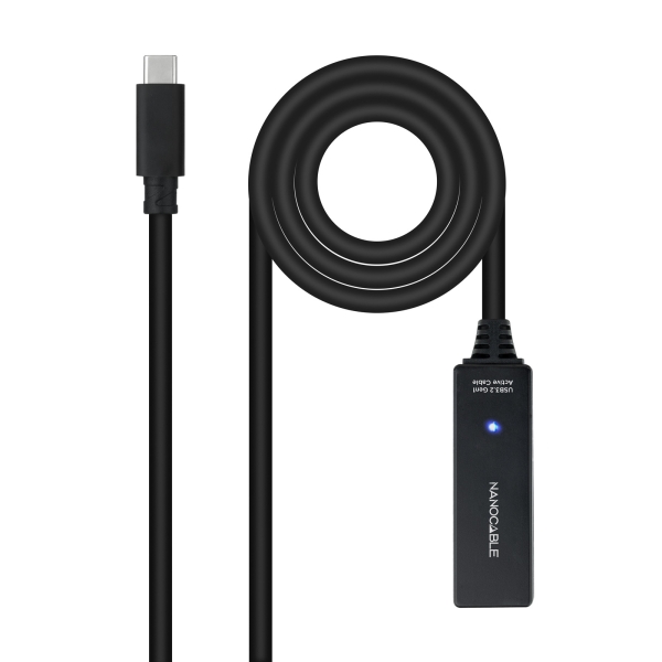 Cavo di prolunga Nanocable USB-C 3.2 maschio a USB-C 3.2 femmina - 5 metri - Amplificatore - Colore nero Cavo di prolunga Nanocable USB-C 3.2 maschio a USB-C 3.2 femmina - 5 metri - Amplificatore - Colore nero