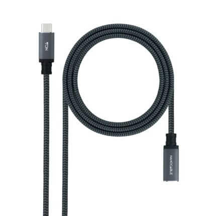 Nanocavo Cavo prolunga USB-C 3.2 maschio a USB-C 3.2 femmina - Gen2x2 20Gbp - 100W 5A - 4K 60Hz - 2 metri - Maglia - Colore nero
