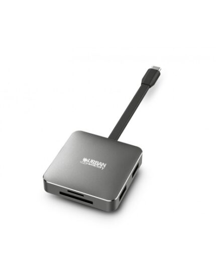 Urban Factory Hubee Light Mini HUB - USB-C maschio - USB-A/HDMI/SD/MSD femmina - 100W PD - Colore grigio metallizzato