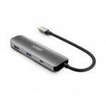 Urban Factory Hubee HUB 4 in 1 - USB-C maschio - USB-A/USB-C/HDMI femmina - 100W PD - Colore grigio metallizzato