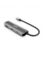 Urban Factory Hubee HUB 4 in 1 - USB-C maschio - USB-A/USB-C/HDMI femmina - 100W PD - Colore grigio metallizzato