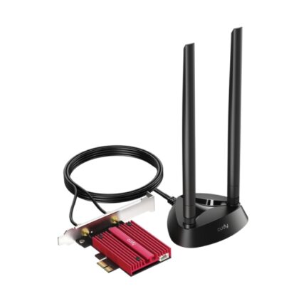 Cudy Adattatore di rete PCIe Tribanda WiFi 7 BE9300 - Bluetooth 5.4 - Dissipatore termico - Base antenna magnetizzata - Colore nero/rosso