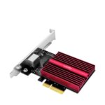 Cudy Adattatore di rete PCIe - Velocità fino a 10 Gbps - Autoadattivo - PCI Express 3.0 x4 - Colore Nero/Rosso