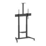 Ewent EW1591 Supporto da pavimento per schermi interattivi/TV da 60 a 100" - Vassoio multiuso - Peso max. 120 kg - Altezza e inclinazione regolabili - Sollevamento con manovella - Ruote - Colore nero