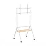 Ewent EW1582 Supporto da pavimento per schermi interattivi/TV da 37 a 86" - Vassoio multiuso - Peso max. 80 kg - Altezza regolabile - Ruote - Colore bianco