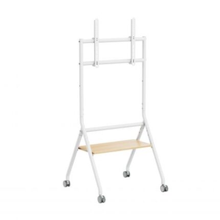 Ewent EW1582 Supporto da pavimento per schermi interattivi/TV da 37 a 86" - Vassoio multiuso - Peso max. 80 kg - Altezza regolabile - Ruote - Colore bianco