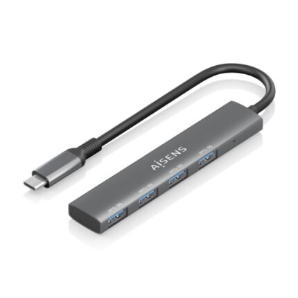 Hub USB-C ultra sottile Aisens - 1xUSB3.1 Gen1 + 4xUSB3.0 - Alta velocità 5 Gbps - Alimentazione USB-C - Cavo da 15 cm - Colore grigio