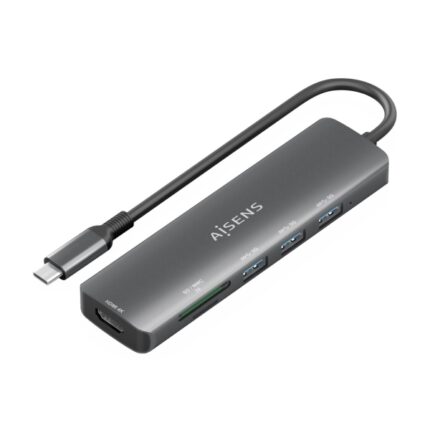 Aisens USB-C Dock 6 in 1 - USB-C a 1xHDMI - 3xUSB-A -  1xSD - 1xMicroSD - 15 cm - Colore grigio