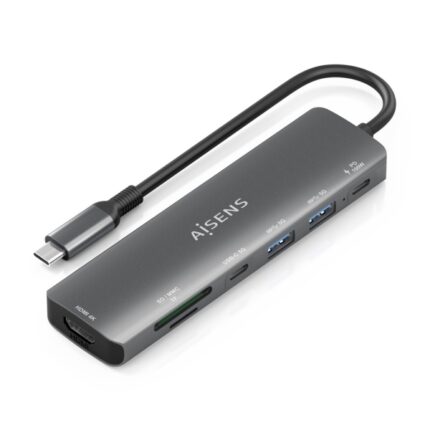 Aisens USB-C Dock 7 in 1 - USB-C a 1xHDMI - 2xUSB-A - 1xUSB-C - 1xUSB-C 100W - 1xSD - 1xMicroSD - 15 cm - Colore grigio