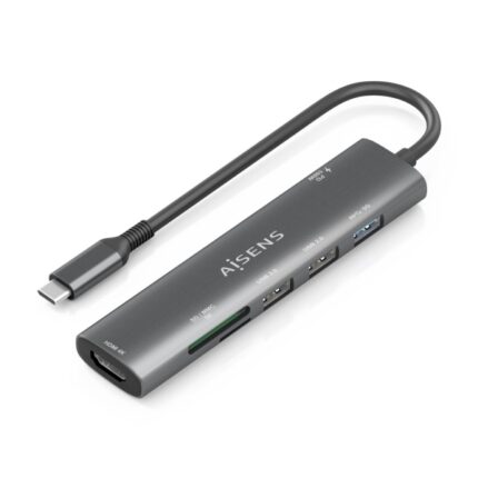 Aisens USB-C Dock 7 in 1 - USB-C a 1xHDMI - 2xUSB-A 2.0 - 1xUSB-A 3.0 - 1xUSB-C 100W - 1xSD - 1xMicroSD - 15 cm - Colore grigio