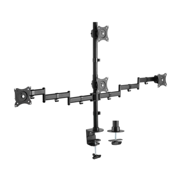 Aisens Supporto da tavolo Eco girevole e inclinabile per 4 monitor da 10 kg (4 perni - 2 bracci) da 13-27" - Colore nero Aisens Supporto da tavolo Eco girevole e inclinabile per 4 monitor da 10 kg (4 perni - 2 bracci) da 13-27" - Colore nero