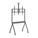 Aisens FT86FE-369 PRO Supporto da pavimento per schermi interattivi/TV da 55 a 100" - Vassoio multiuso - Supporto per videocamera - Peso max. 120 kg - Altezza regolabile - Ruote - Colore nero