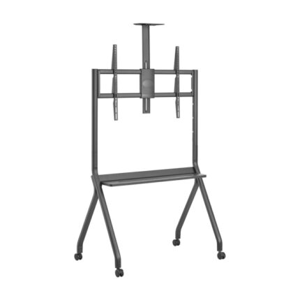 Aisens FT86FE-369 PRO Supporto da pavimento per schermi interattivi/TV da 55 a 100" - Vassoio multiuso - Supporto per videocamera - Peso max. 120 kg - Altezza regolabile - Ruote - Colore nero