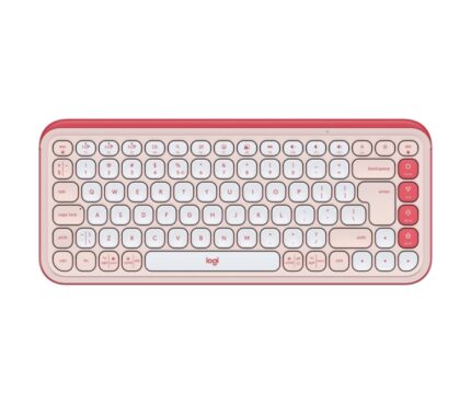 Logitech Pop Icon Keys Tastiera wireless - Bluetooth - Indicatori luminosi - Autonomia fino a 36 mesi - Colore bianco e arancione