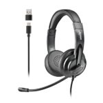 NGS VOX605-C Cuffie USB-C con microfono - Microfono regolabile e flessibile - Cuscinetti e archetto imbottiti - Archetto regolabile - Controllo sul cavo - Cavo da 2 m - Colore nero