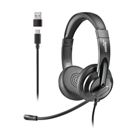 NGS VOX605-C Cuffie USB-C con microfono - Microfono regolabile e flessibile - Cuscinetti e archetto imbottiti - Archetto regolabile - Controllo sul cavo - Cavo da 2 m - Colore nero