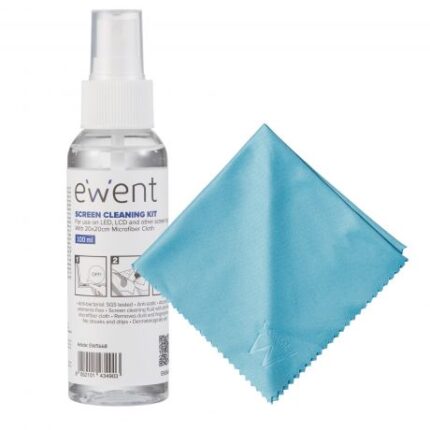 Ewent Kit Spray detergente per schermi 100 ml + panno in microfibra