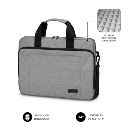 Subblim Valigetta per laptop fino a 14" pollici - Protezione Air Padding - Resistente poliestere Oxford - Repellente ai liquidi - Colore grigio