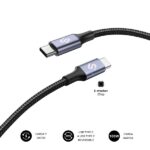 Cavo Subblim Plus USB-C - 100 W - Nylon intrecciato - 480 Mbps - Chip E-Marker - 1 metro - Colore nero