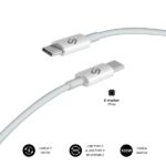 Cavo Subblim Plus USB-C - 100 W - Nylon intrecciato - 480 Mbps - Chip E-Marker - 1 metro - Colore bianco
