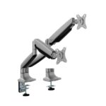 Supporto da tavolo Ewent con doppio braccio articolato per monitor fino a 35" - Girevole e inclinabile - Gestione dei cavi - Peso massimo di 15 kg per monitor - VESA 100x100 - 134x625x663 mm - Colore argento